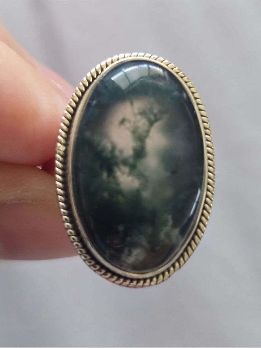 Moss Agate Sterling Silver Southwestern Ring